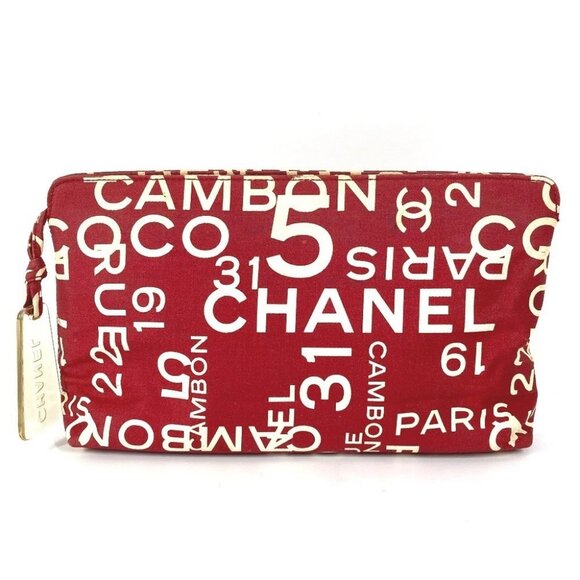 CHANEL By The Sea Line logo Makeup Pouch Cosmetics Pouch Bag Clutch Bag - Picture 1 of 16